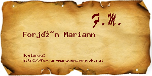Forján Mariann névjegykártya