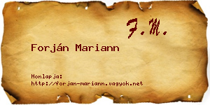 Forján Mariann névjegykártya
