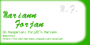 mariann forjan business card